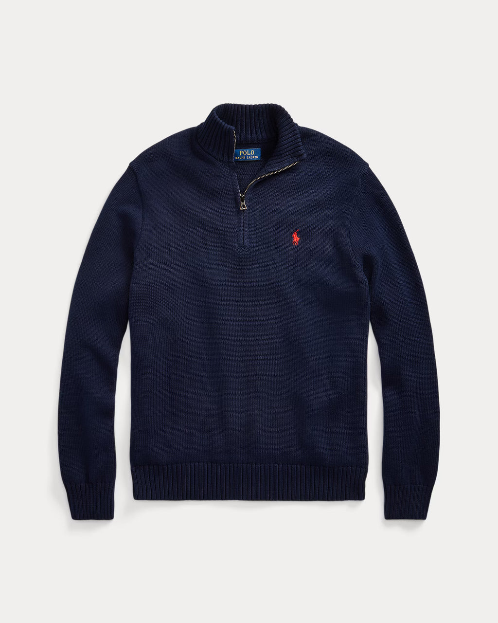 Pull en coton demi-zippé à col cheminée