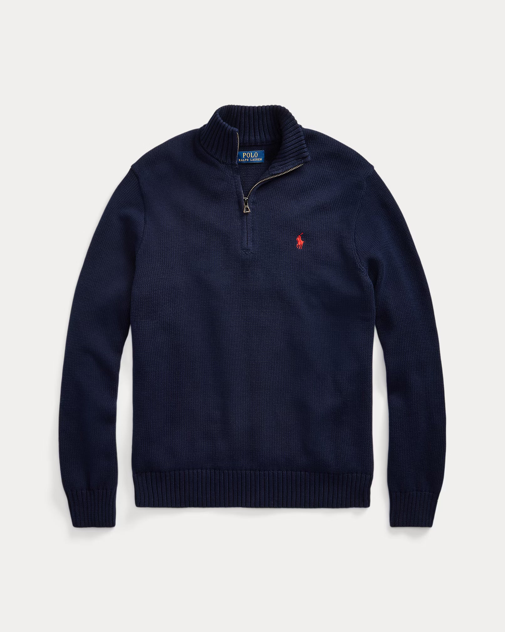 Pull en coton demi-zippé à col cheminée
