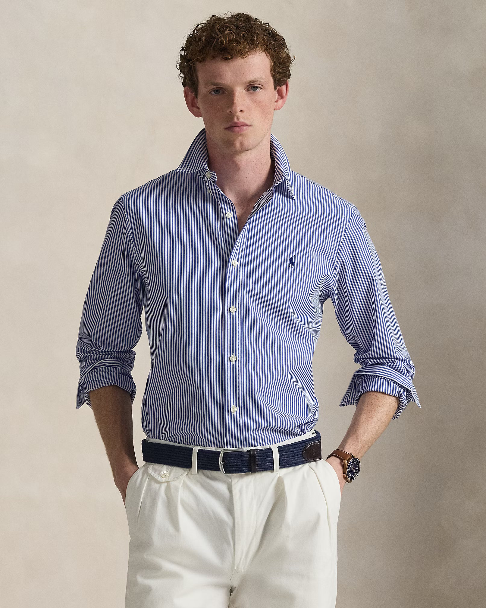 Chemise rayée cintrée popeline stretch