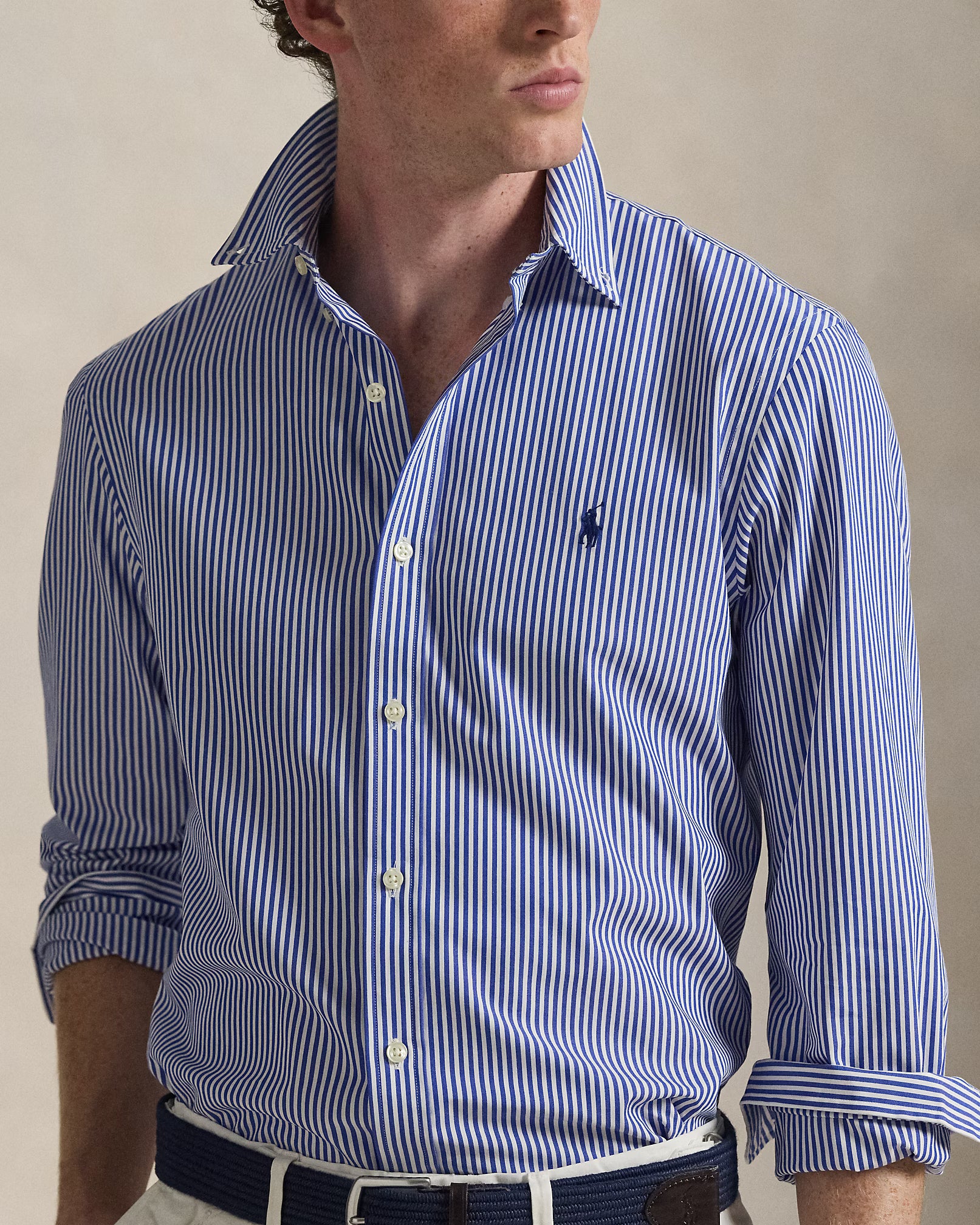 Chemise rayée cintrée popeline stretch