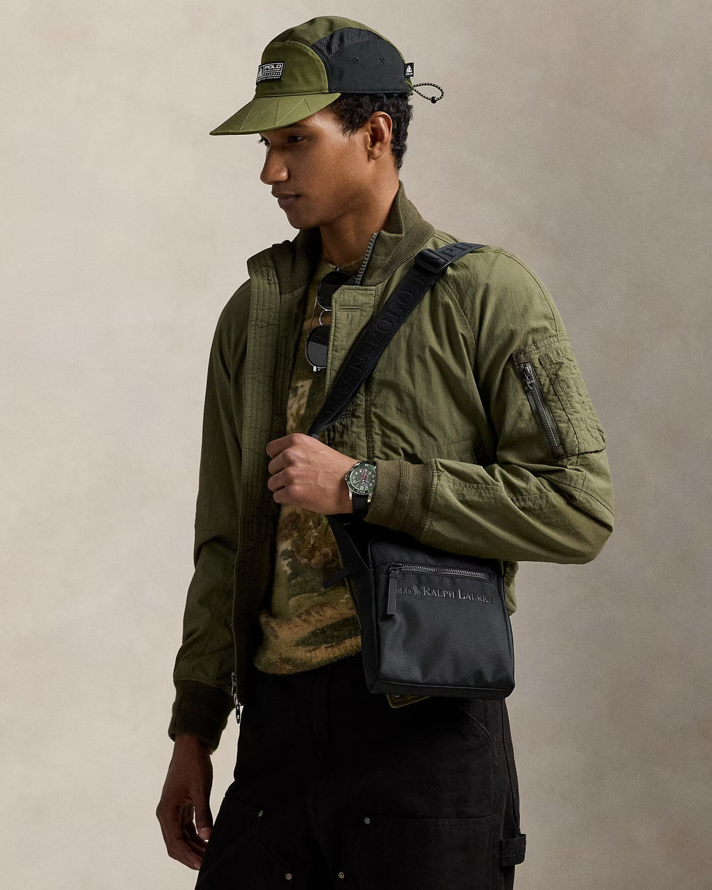Sac à bandoulière à logo ton sur ton