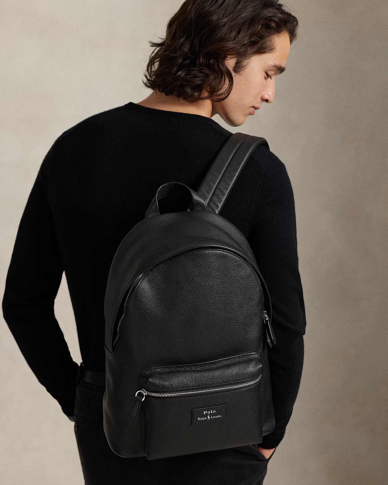 Sac à dos en cuir chagrin