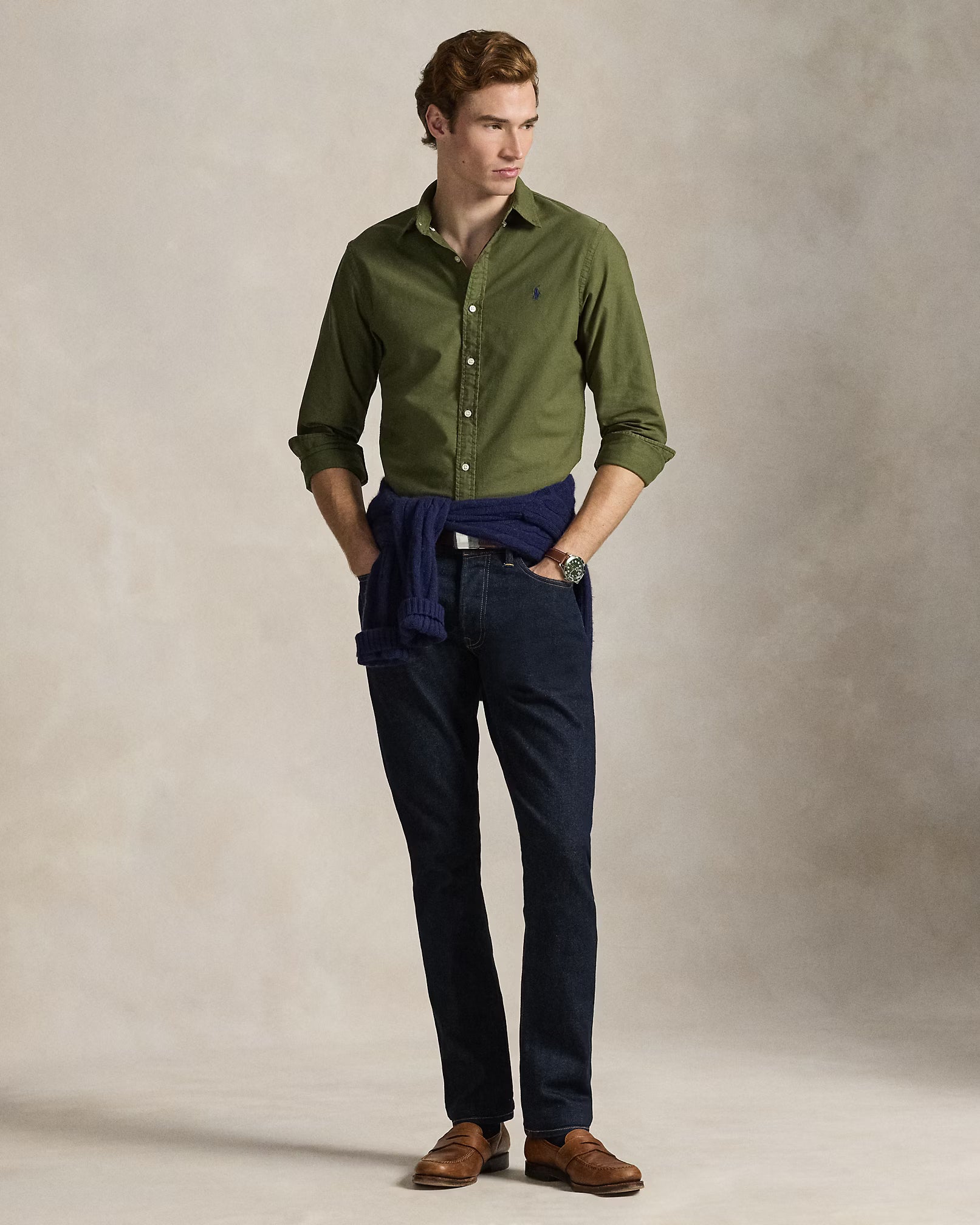 Chemise Oxford Slim Fit teinte en pièce