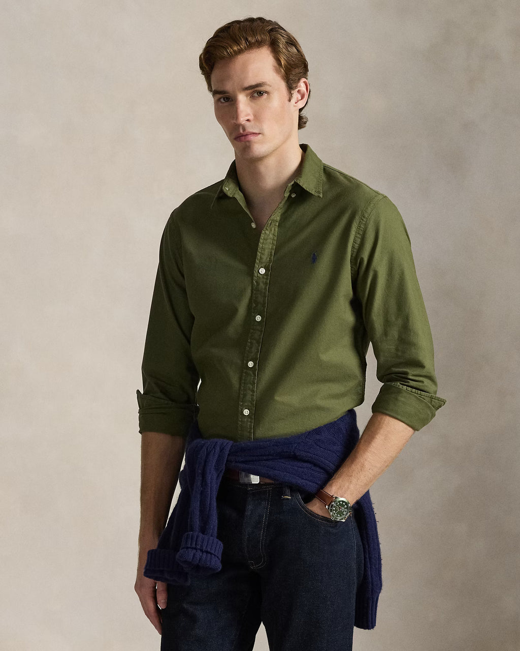 Chemise Oxford Slim Fit teinte en pièce