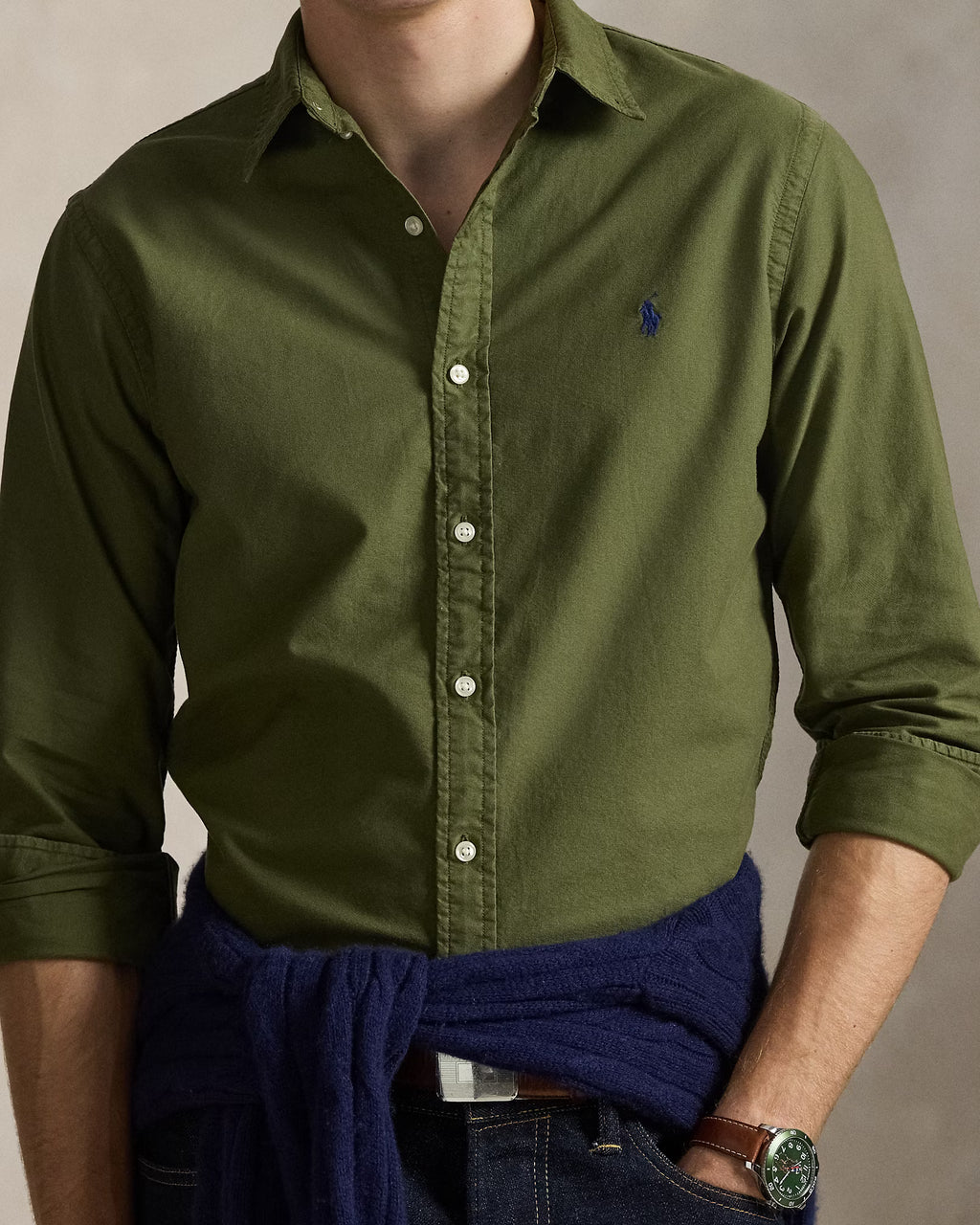 Chemise Oxford Slim Fit teinte en pièce
