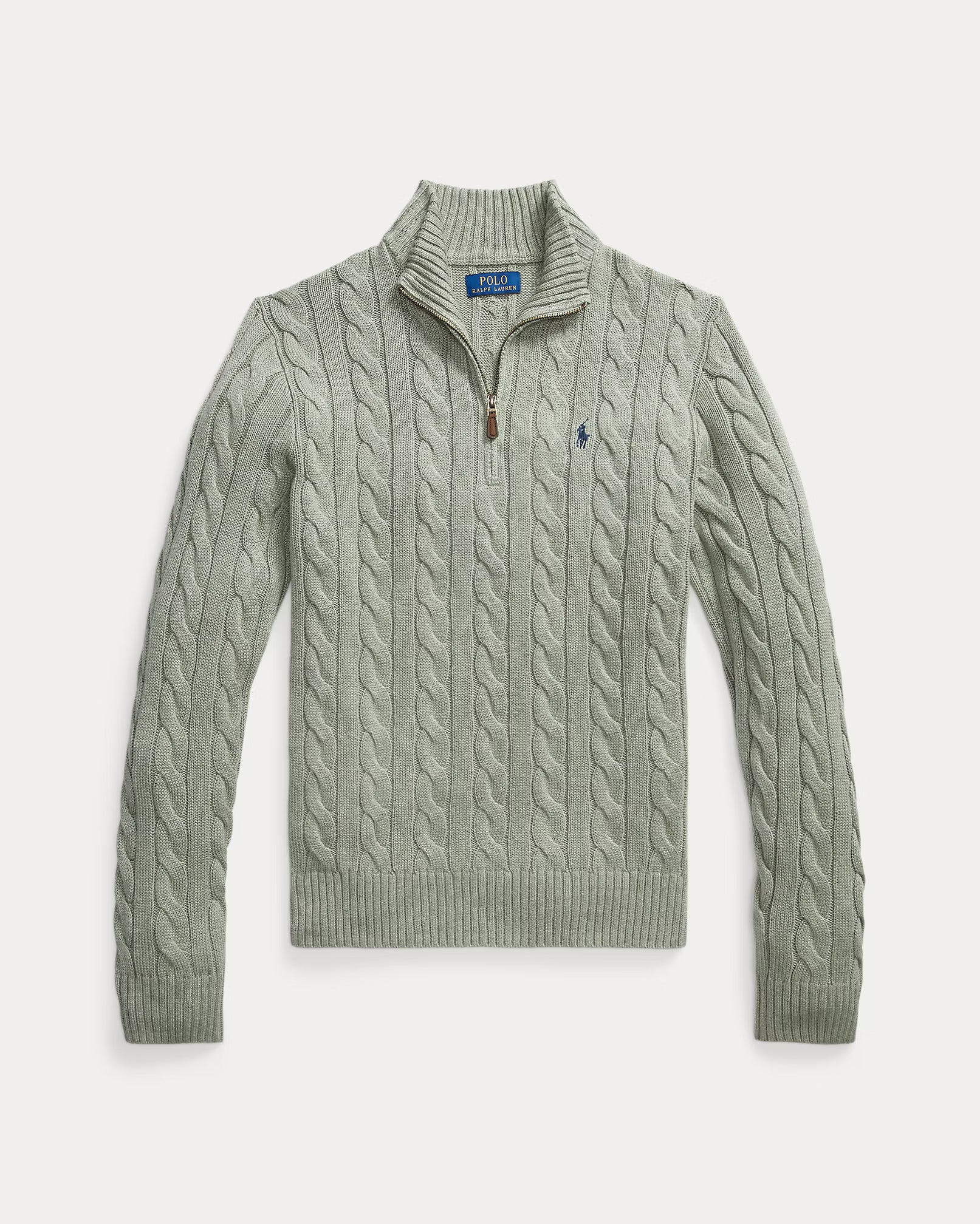 Pull demi-zippé en coton torsadé