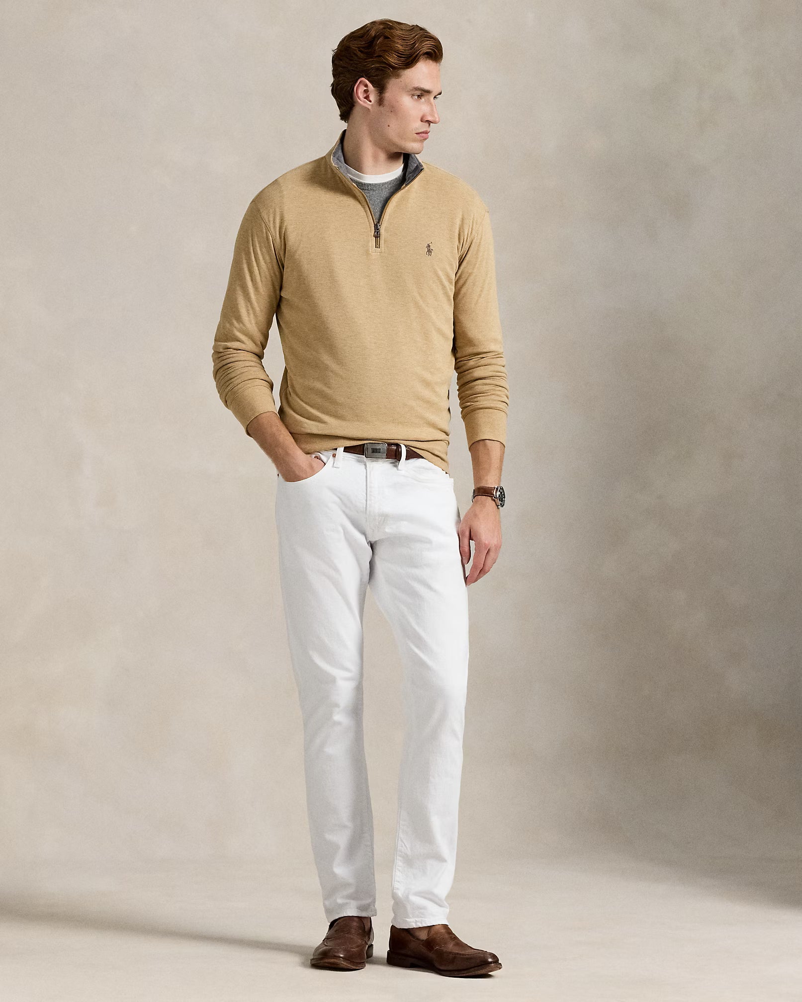 Pull demi-zippé en jersey luxueux