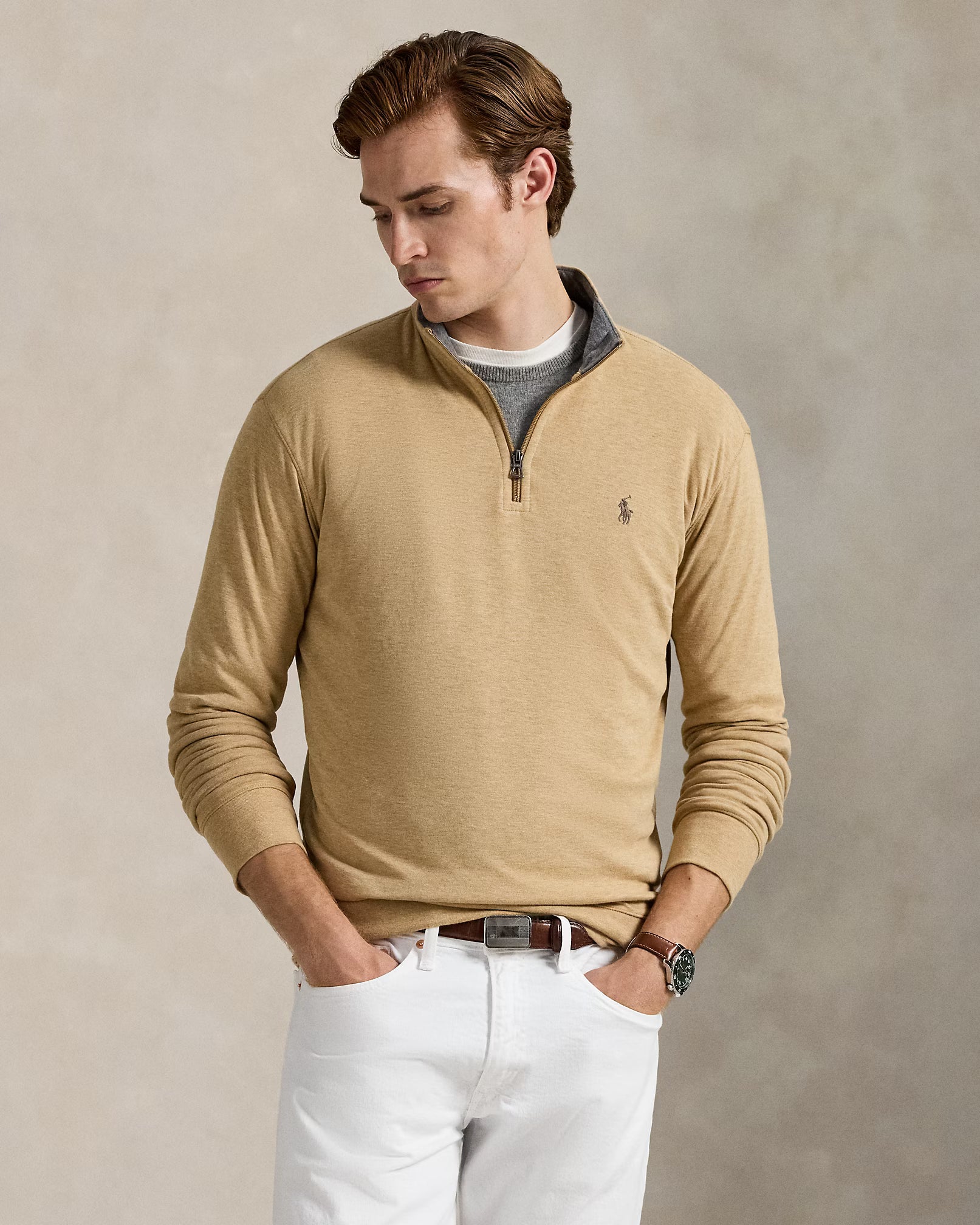 Pull demi-zippé en jersey luxueux