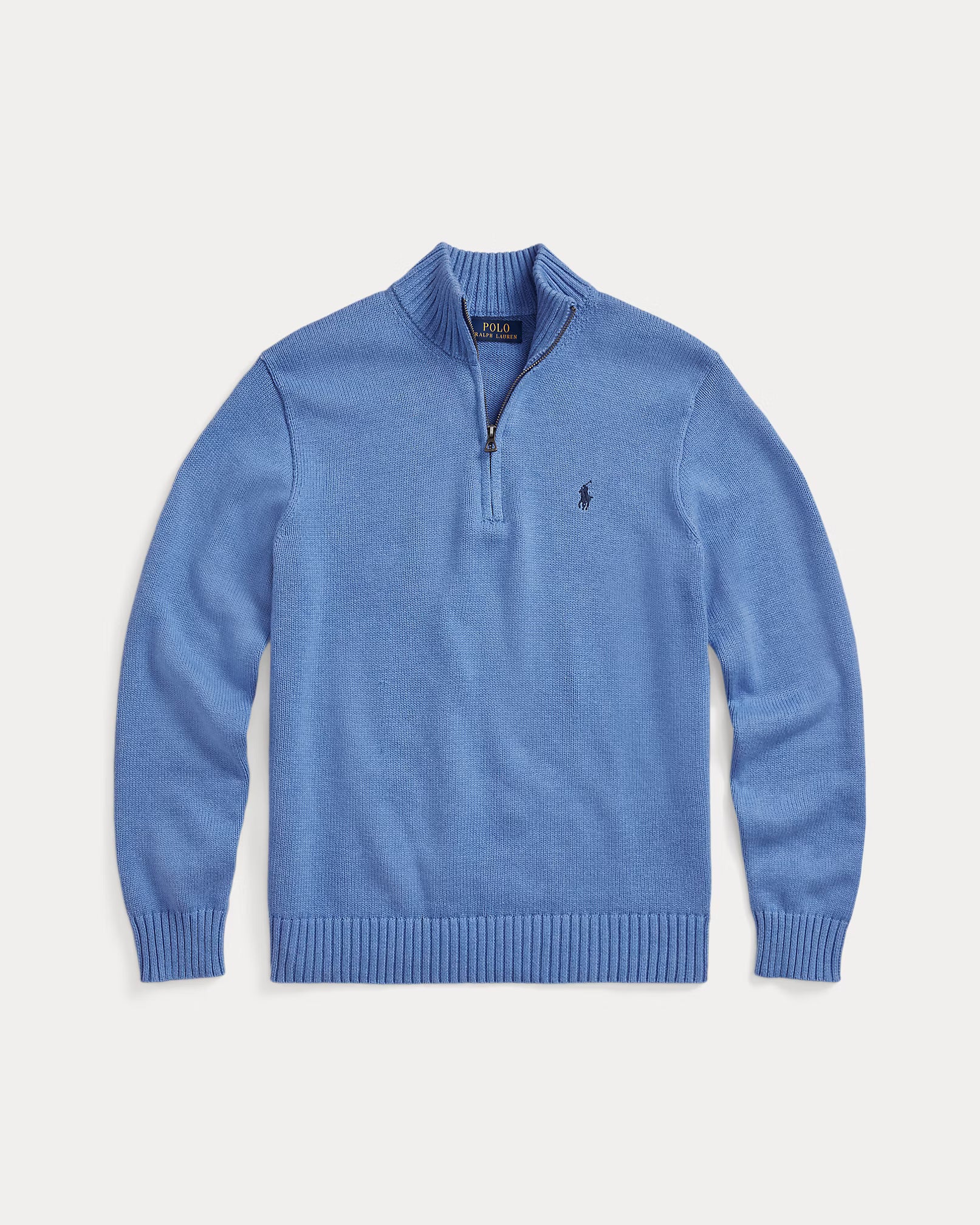 Pull en coton demi-zippé à col cheminée