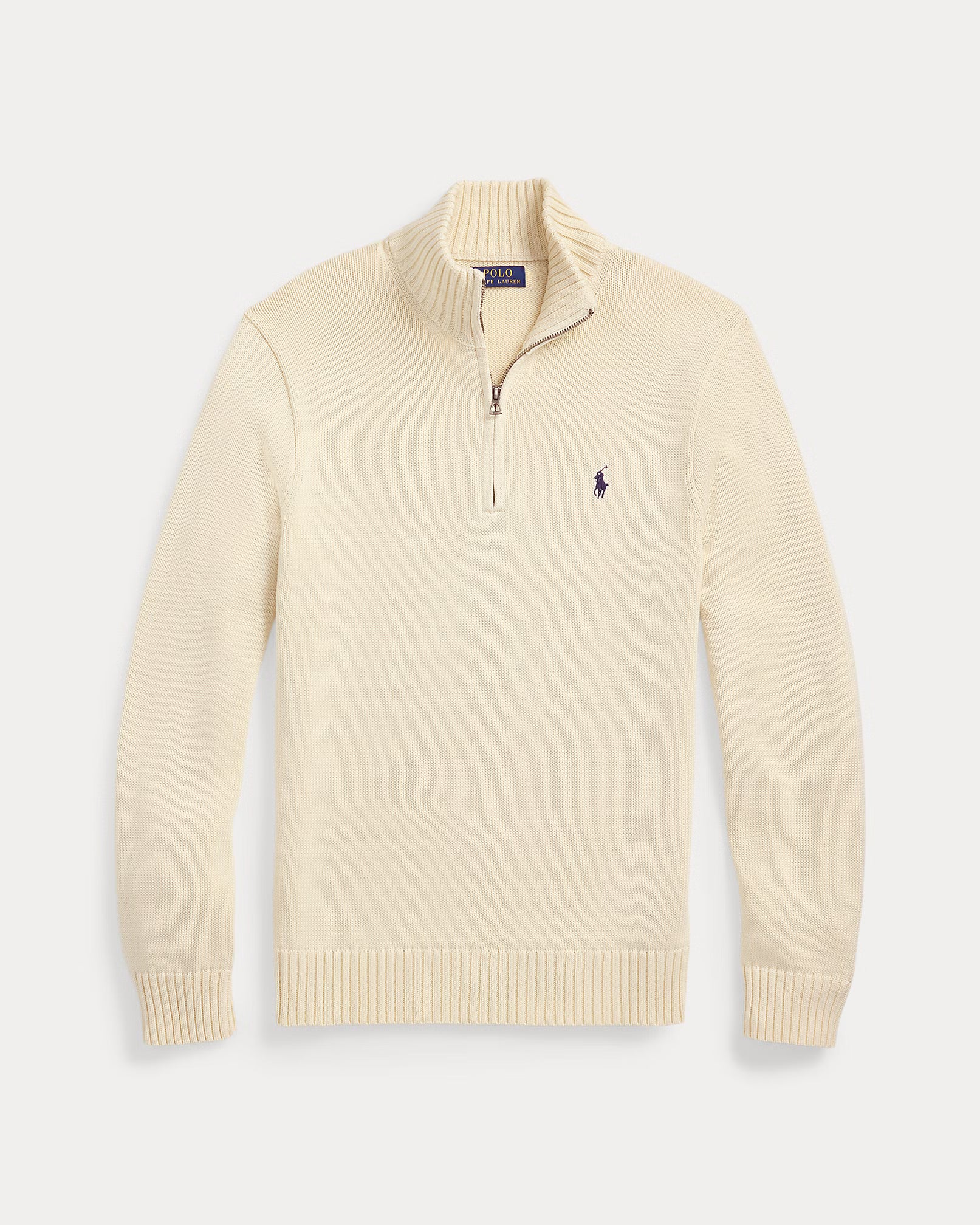 Pull en coton demi-zippé à col cheminée