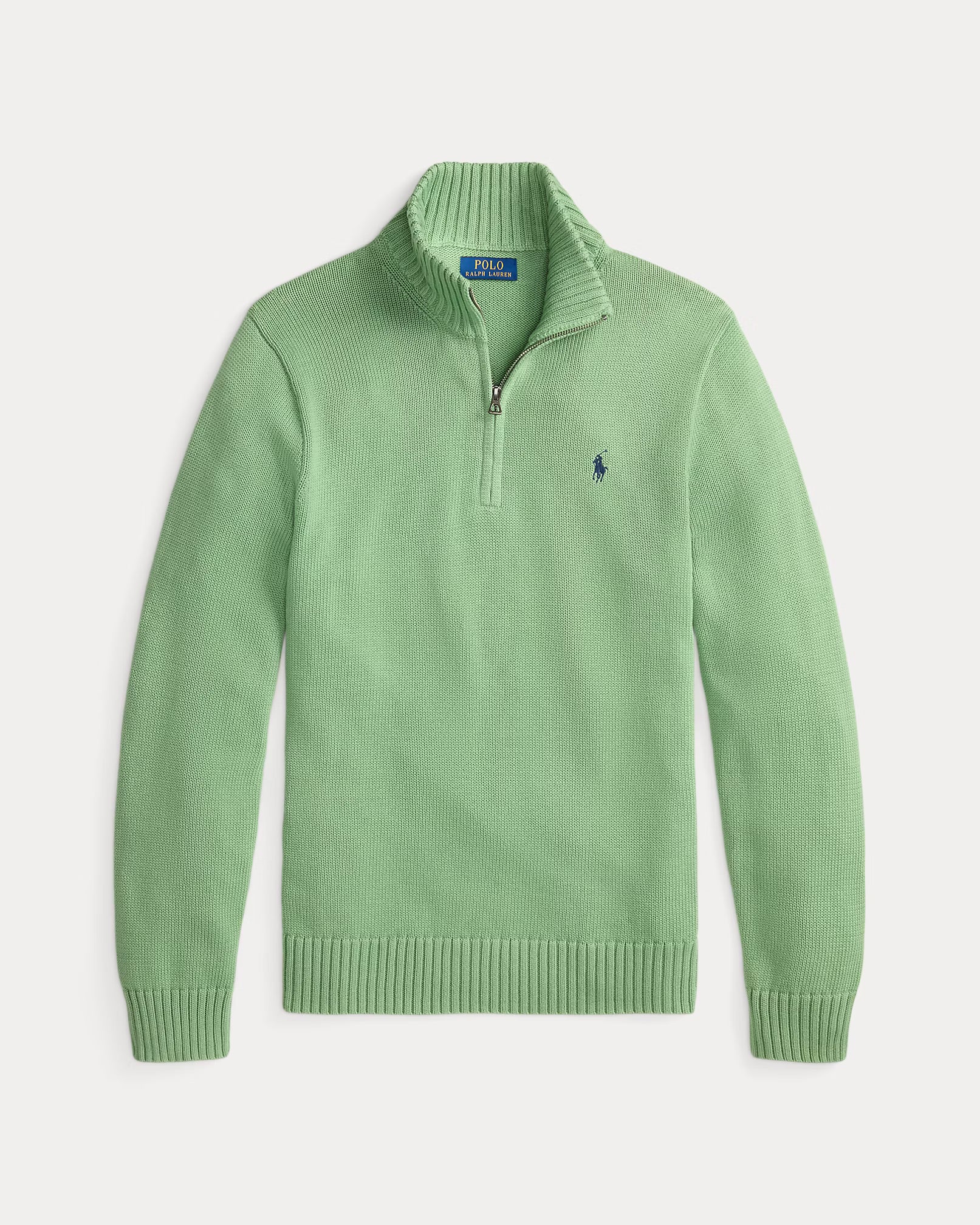 Pull en coton demi-zippé à col cheminée