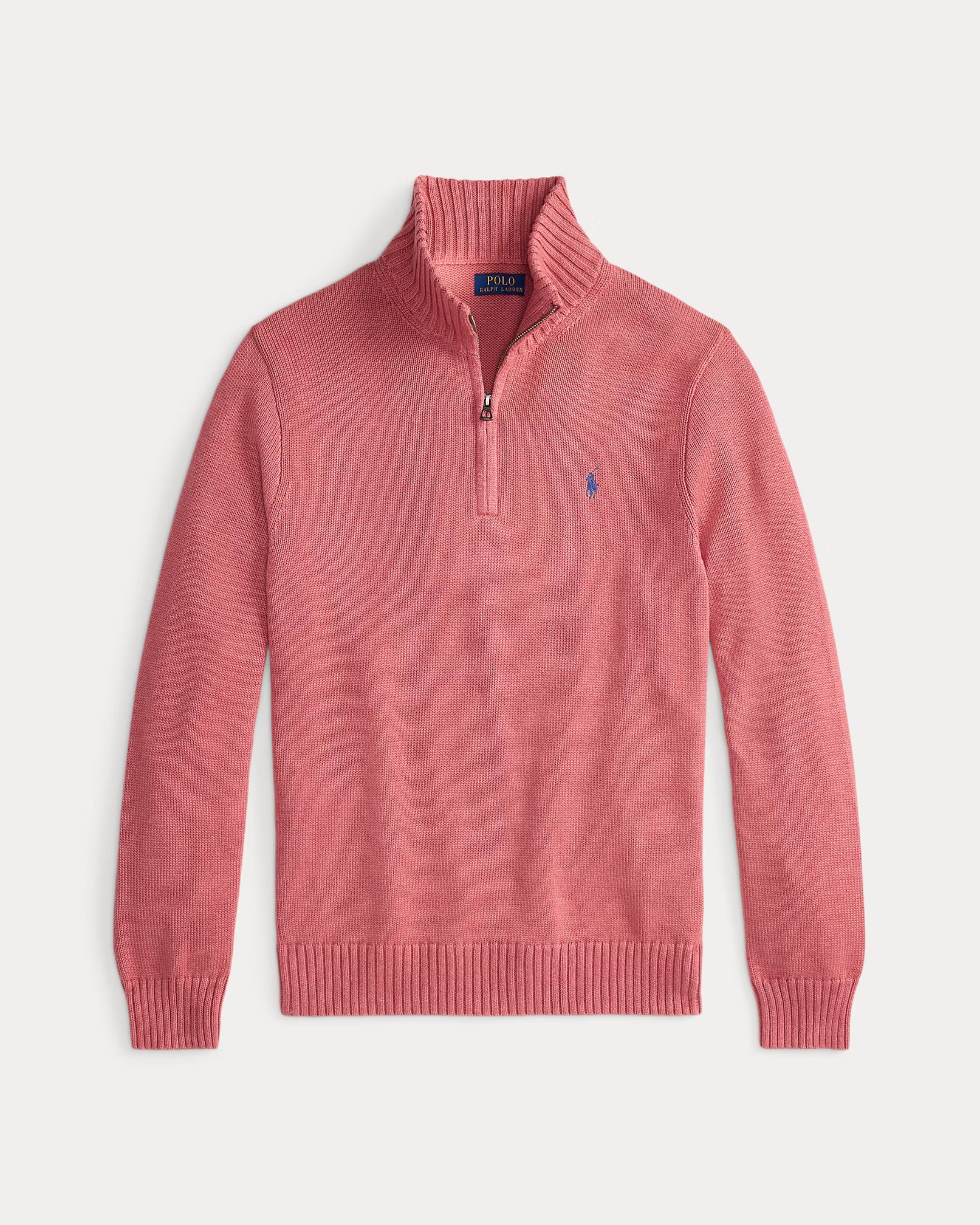Pull en coton demi-zippé à col cheminée