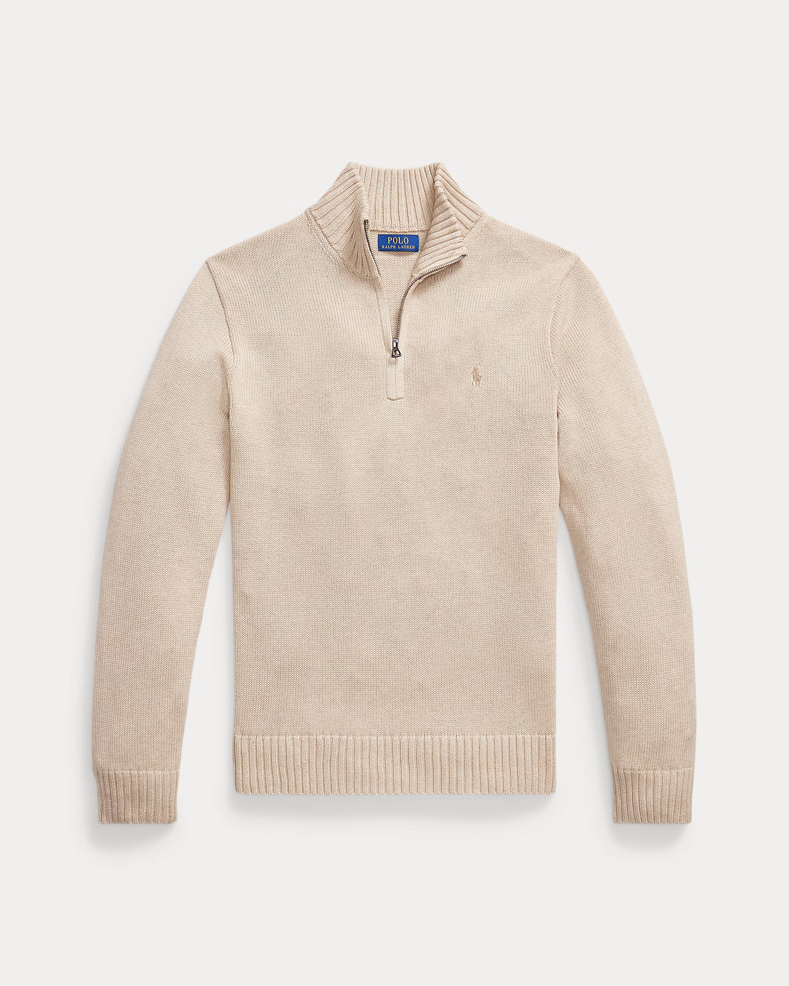 Pull en coton demi-zippé à col cheminée