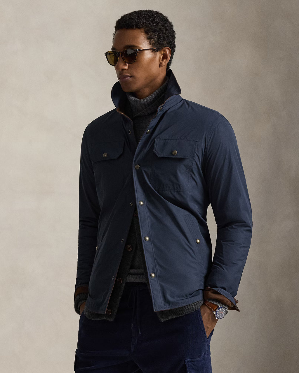 Surchemise réversible daim et taffetas