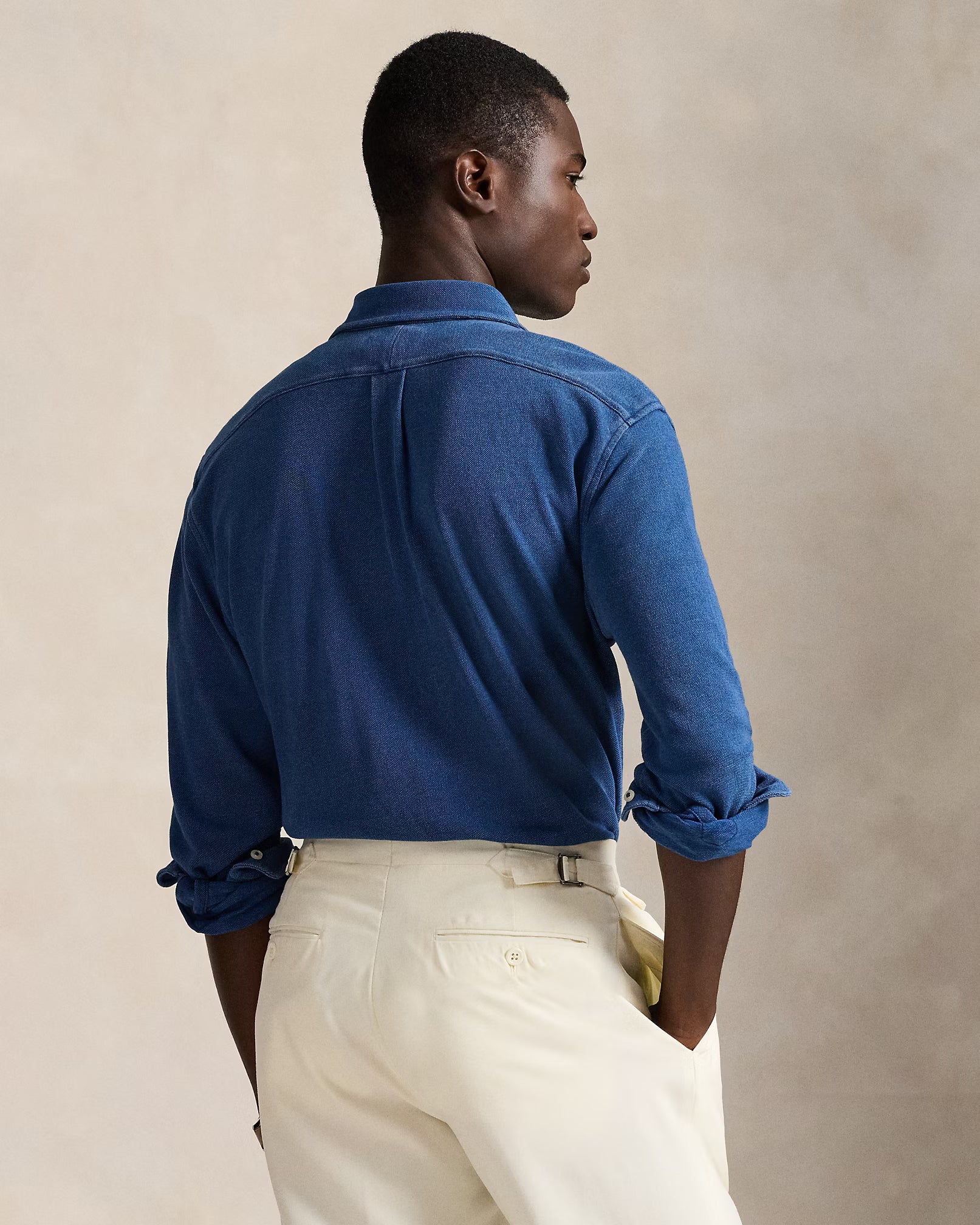 Chemise ultra-légère en piqué indigo