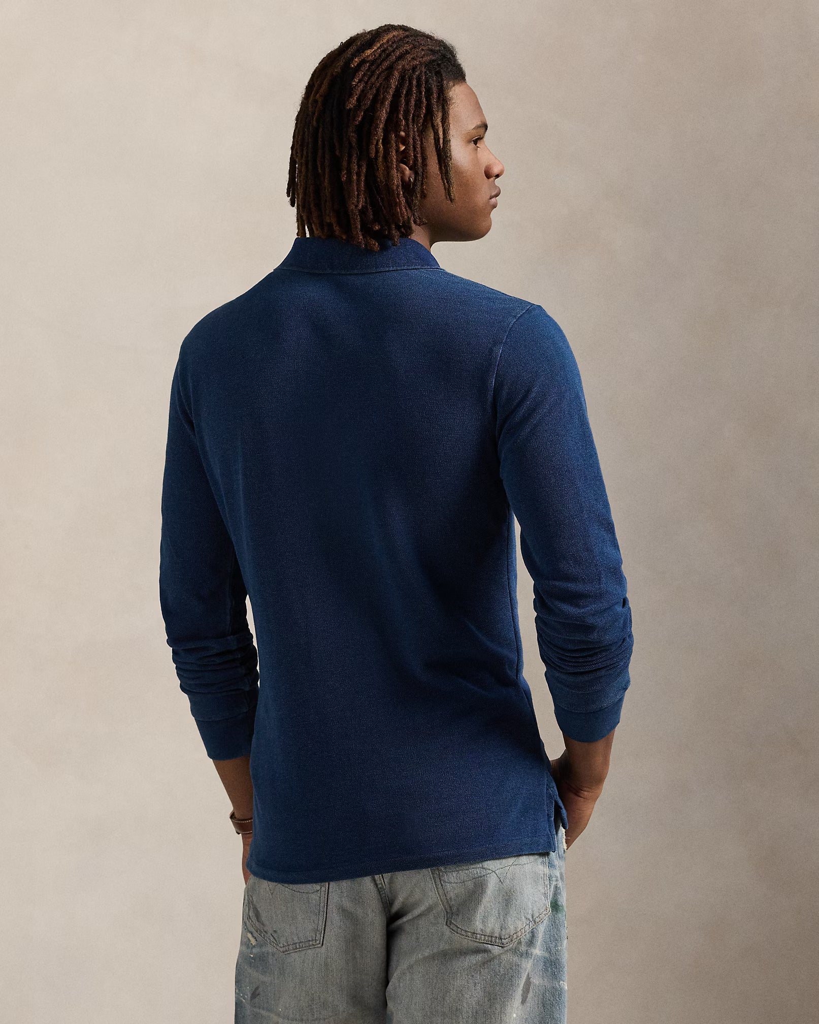 Polo en piqué indigo Custom Slim Fit