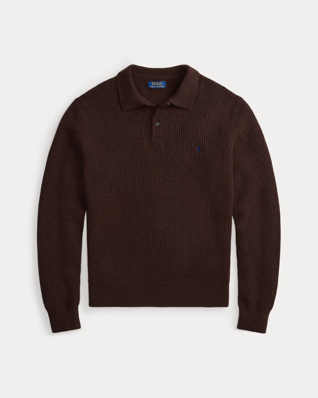 Pull col polo texturé en laine et coton
