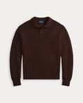 Pull col polo texturé en laine et coton