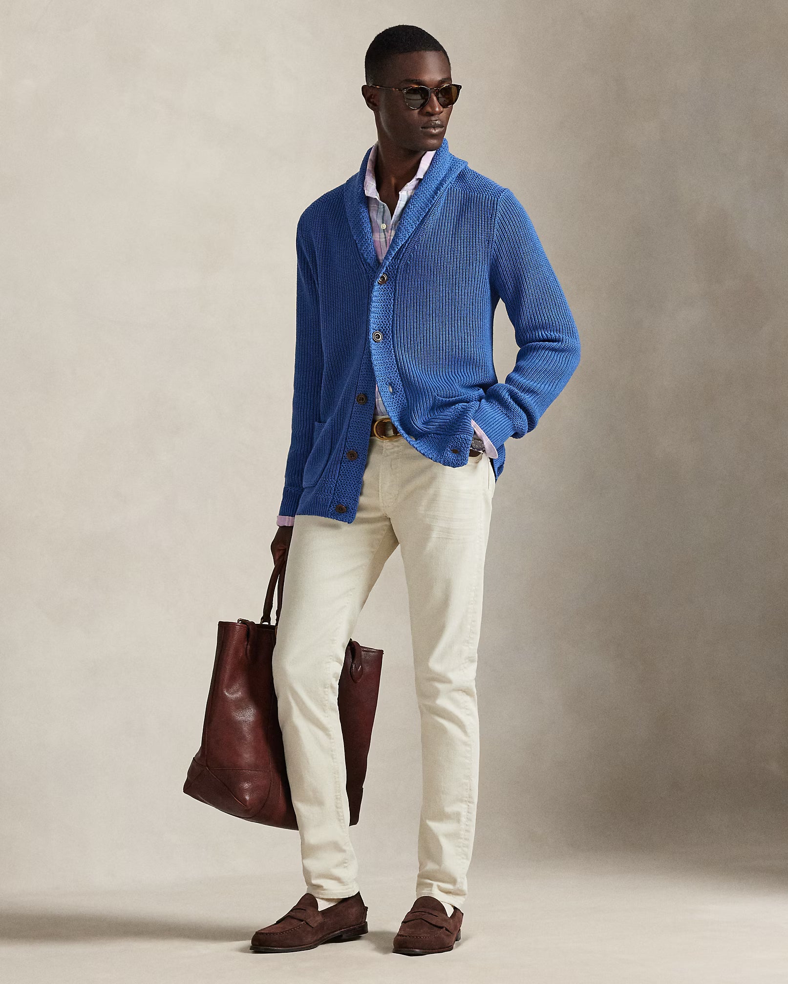 Cardigan à col châle en coton