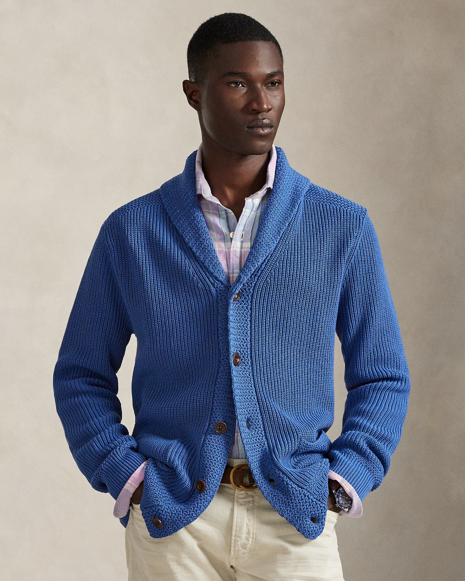 Cardigan à col châle en coton