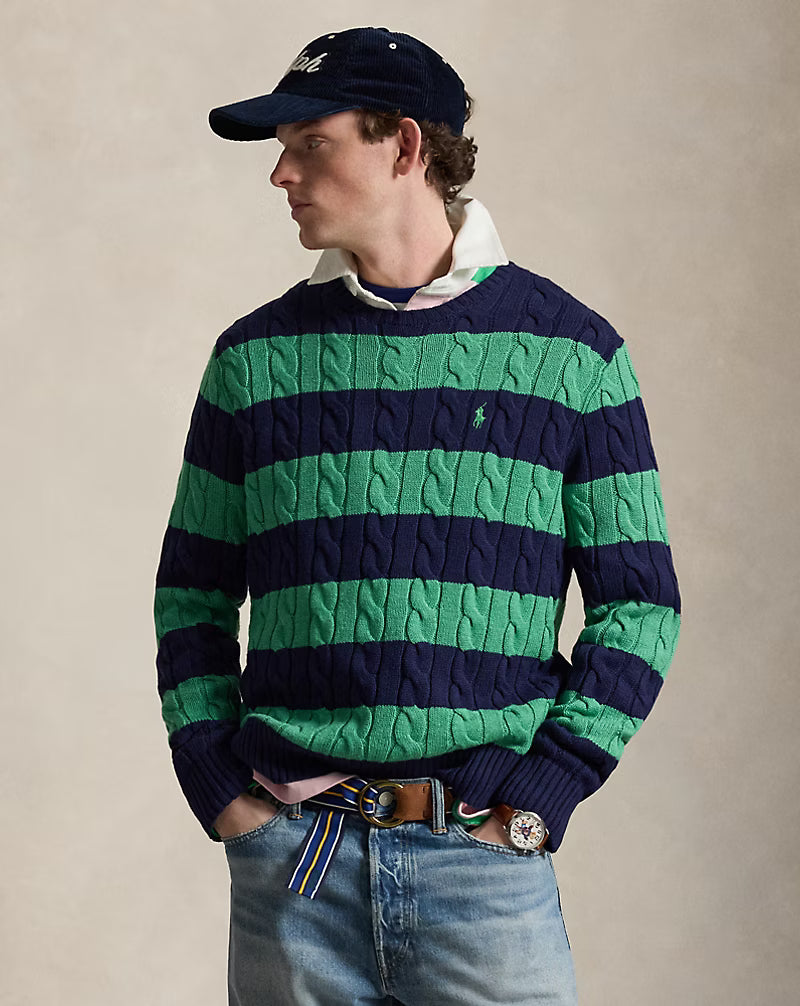 Pull rayé torsadé en coton