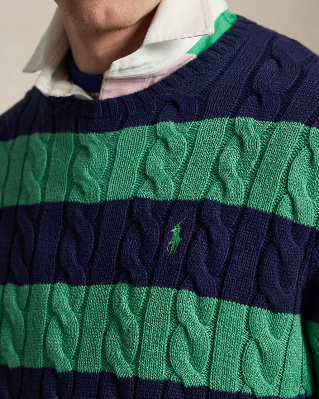 Pull rayé torsadé en coton