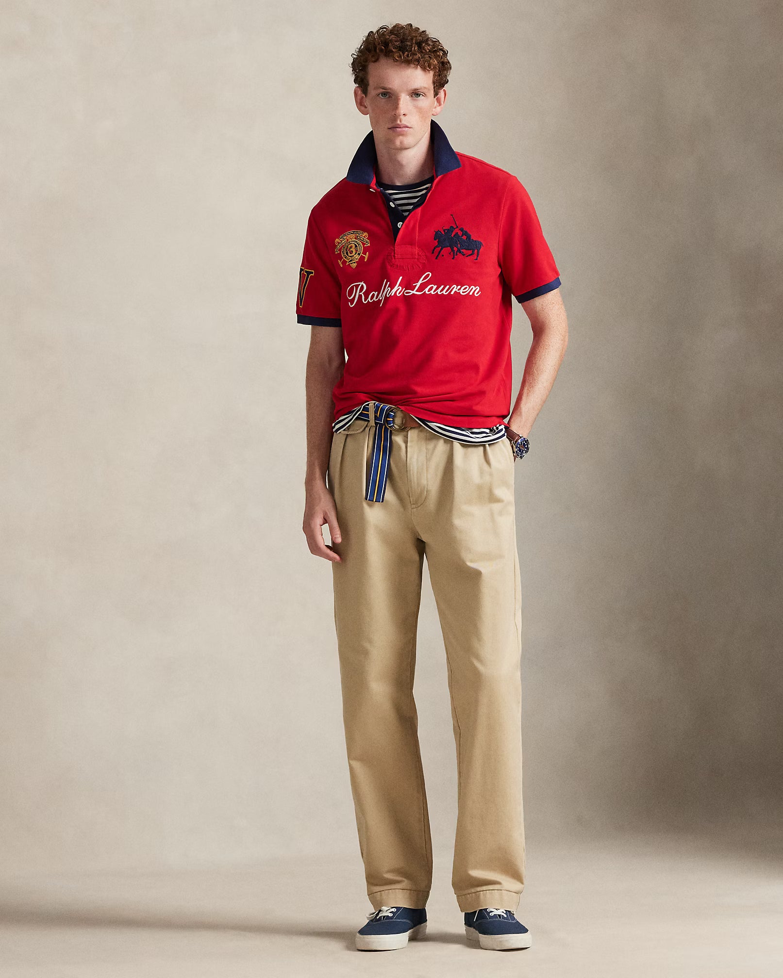Polo classique à écusson en piqué