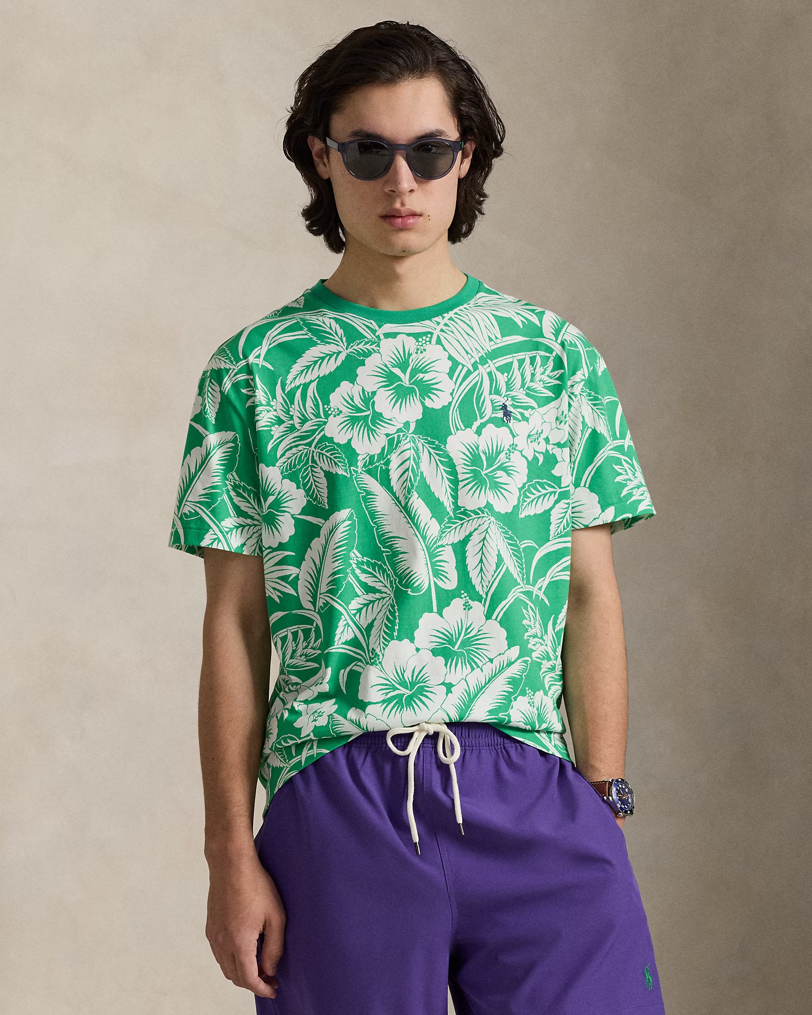 T-shirt tropical coupe ajustée en jersey