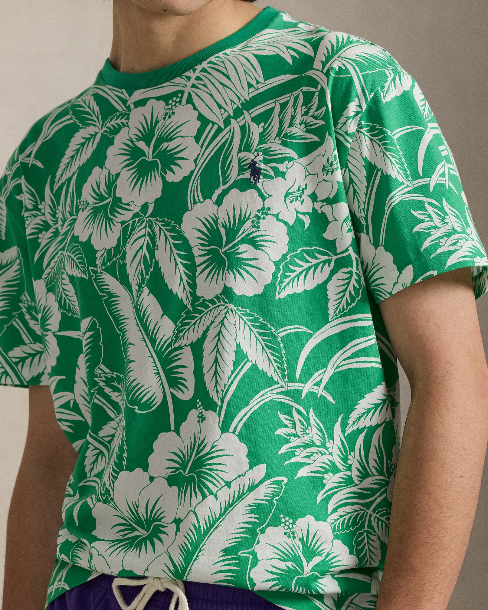 T-shirt tropical coupe ajustée en jersey