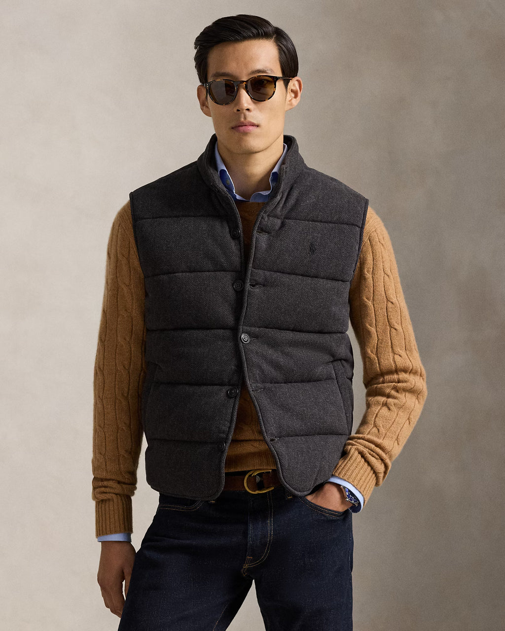 Gilet côtelé Estate motif à chevrons