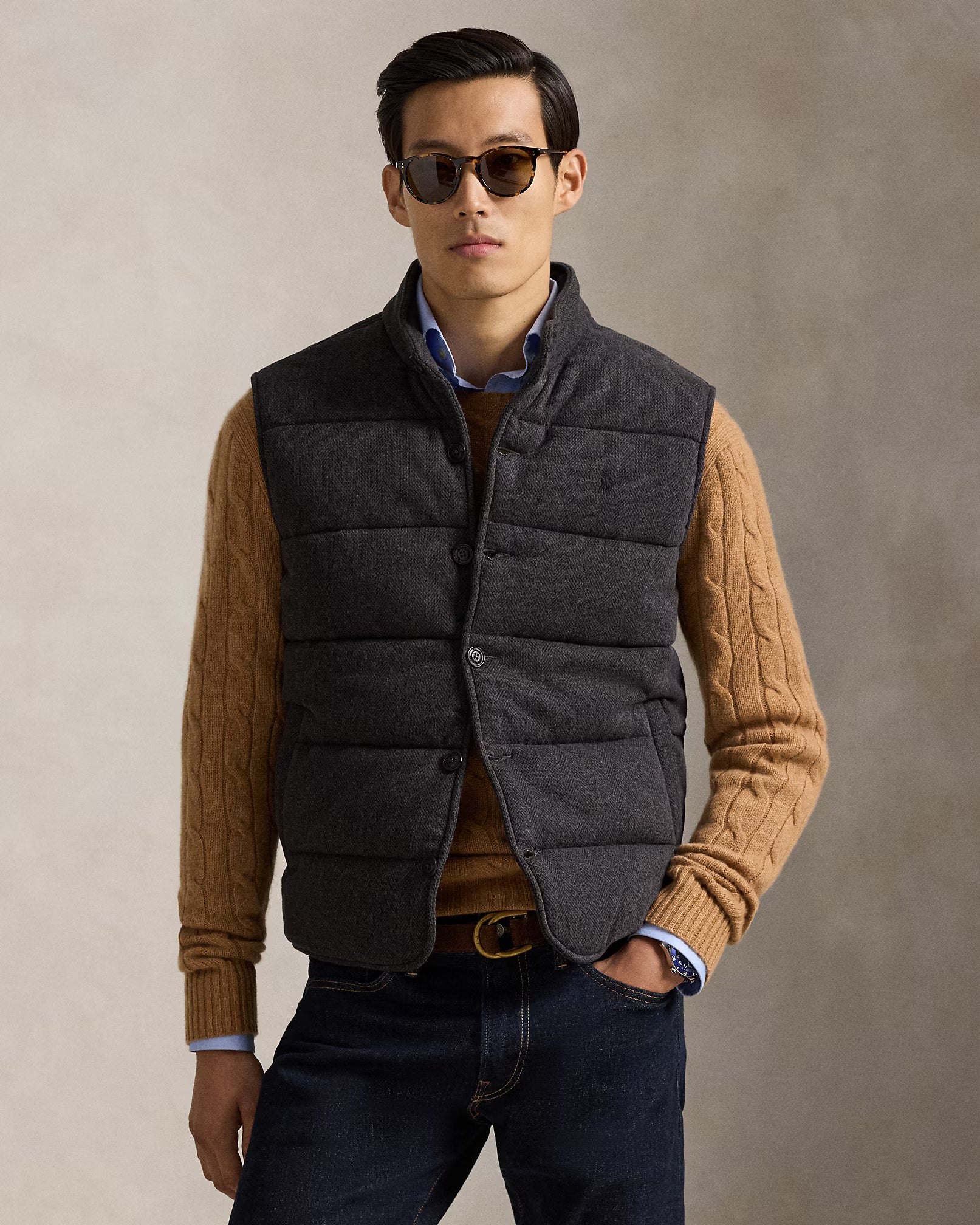 Gilet côtelé Estate motif à chevrons