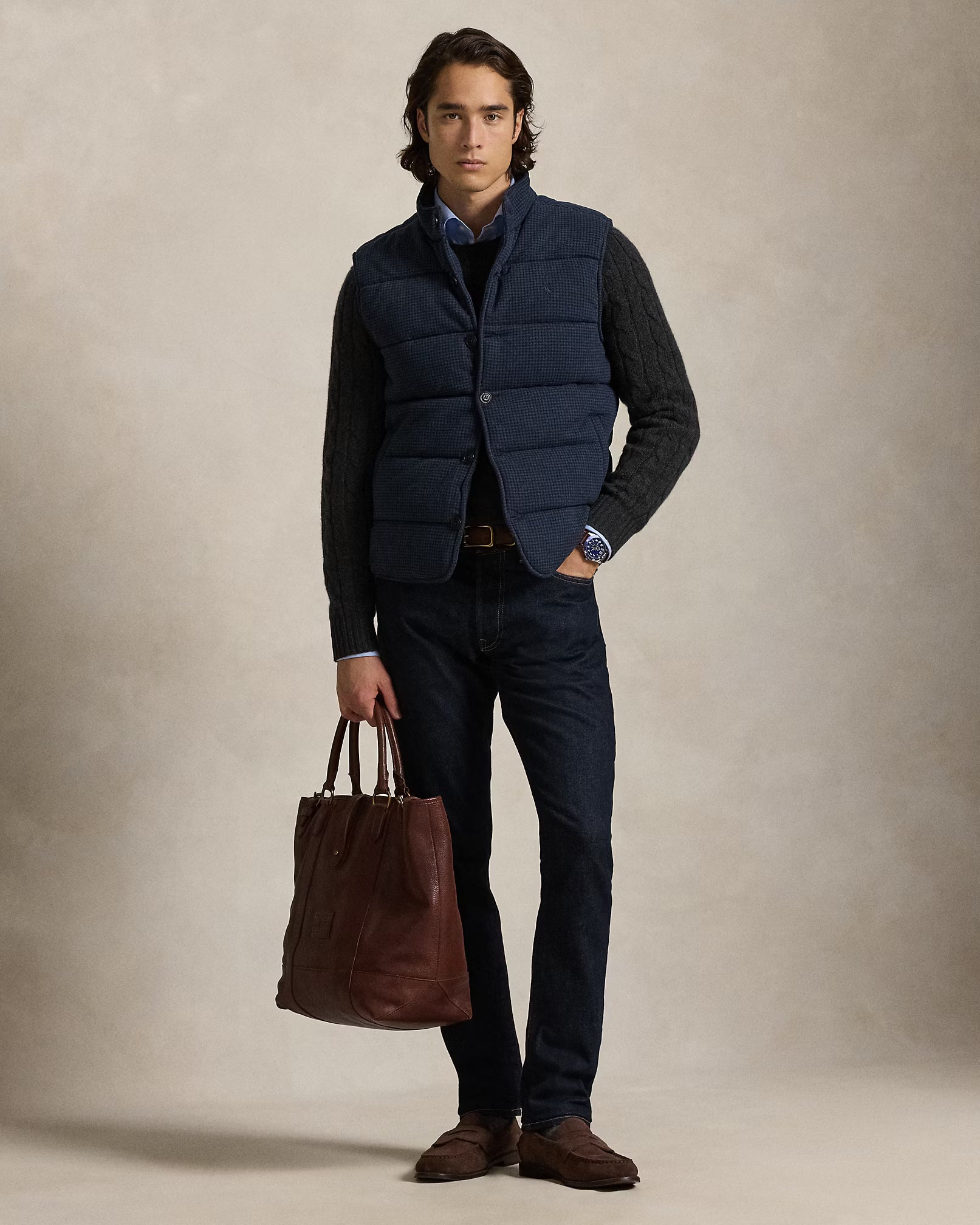 ilet côtelé Estate motif pied-de-poule