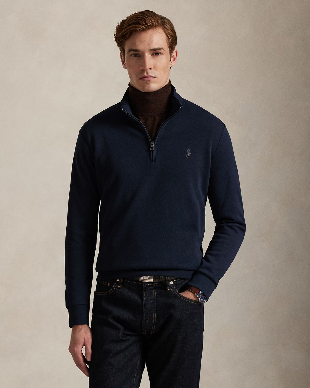 Pull à col cheminée en maille double