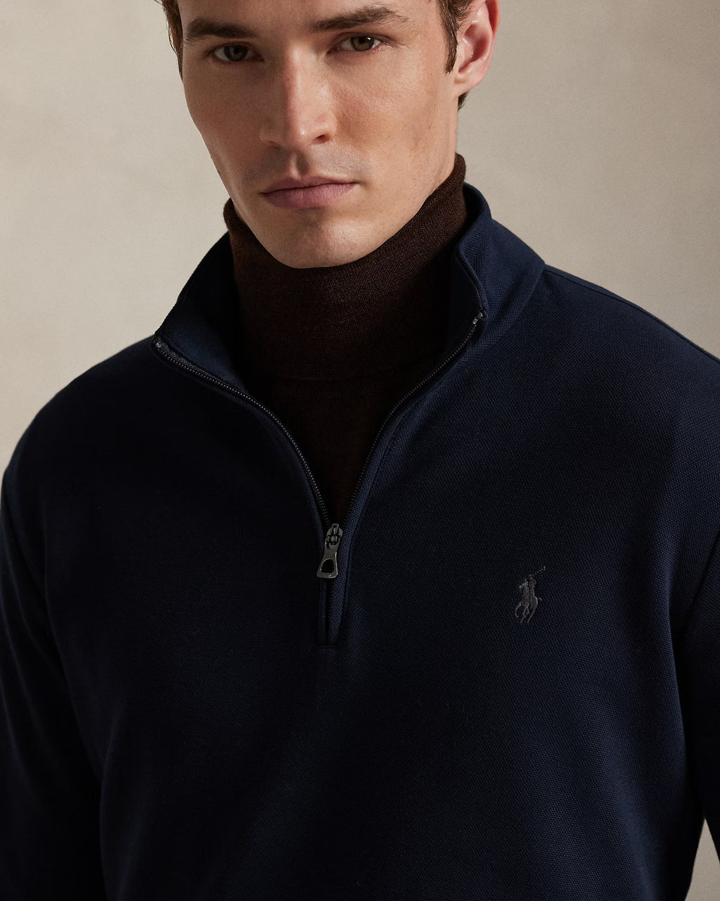 Pull à col cheminée en maille double