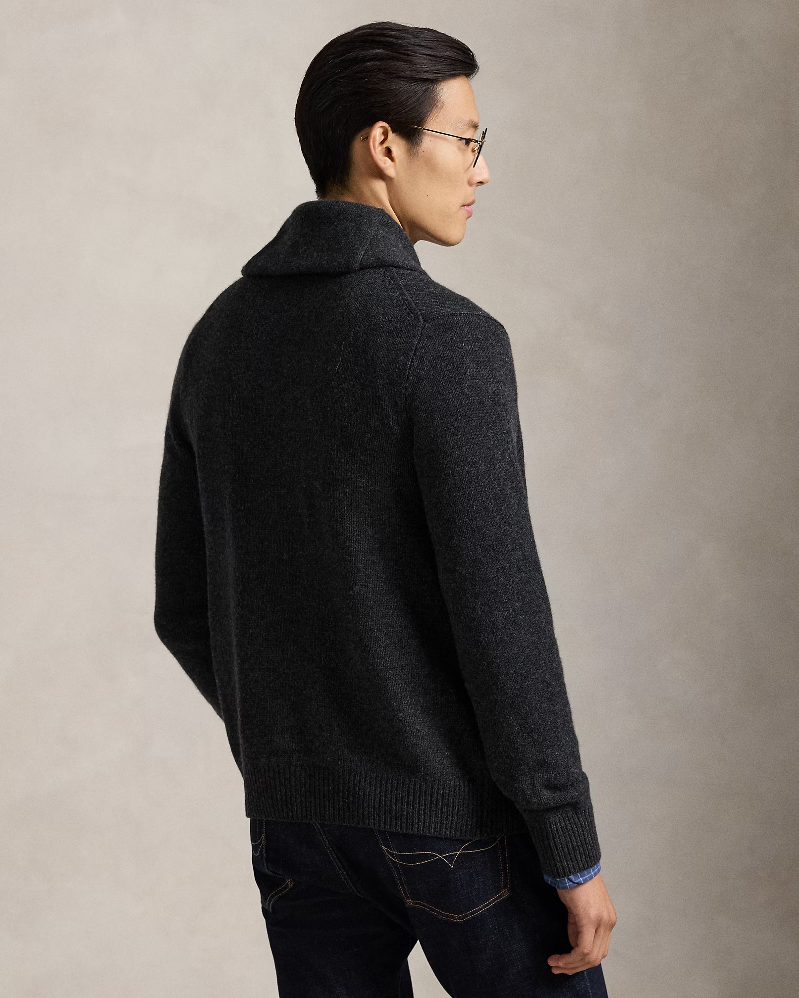 Cardigan à col châle laine et cachemire