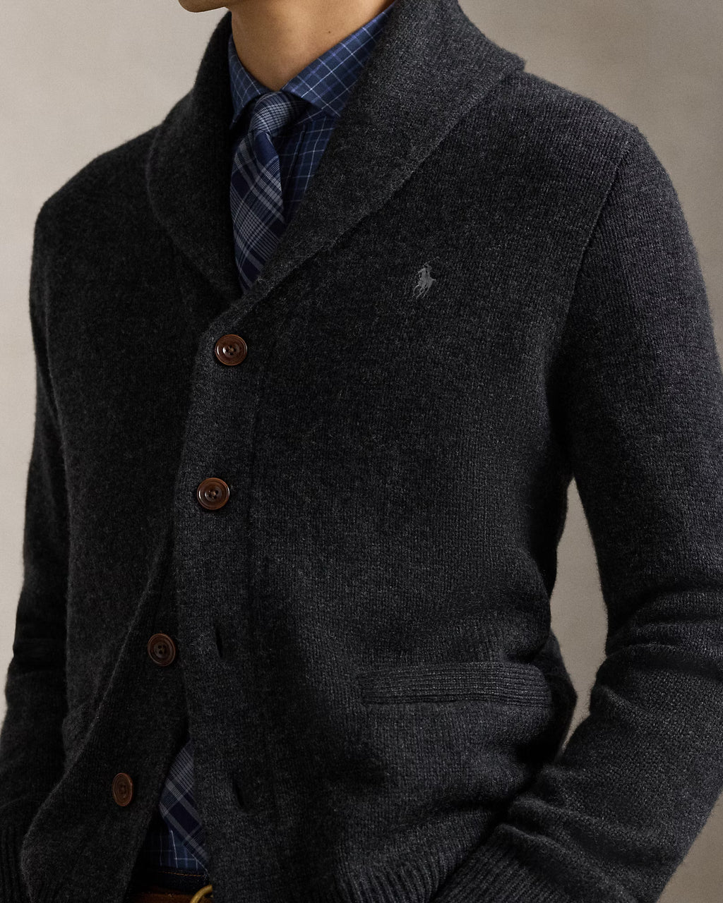 Cardigan à col châle laine et cachemire