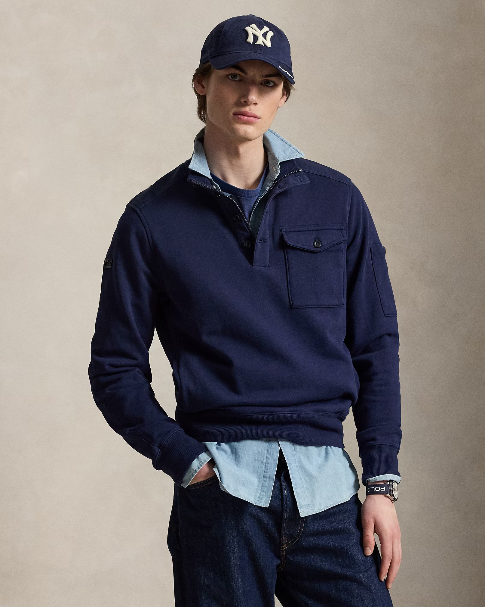 Sweat utilitaire en molleton bouclé