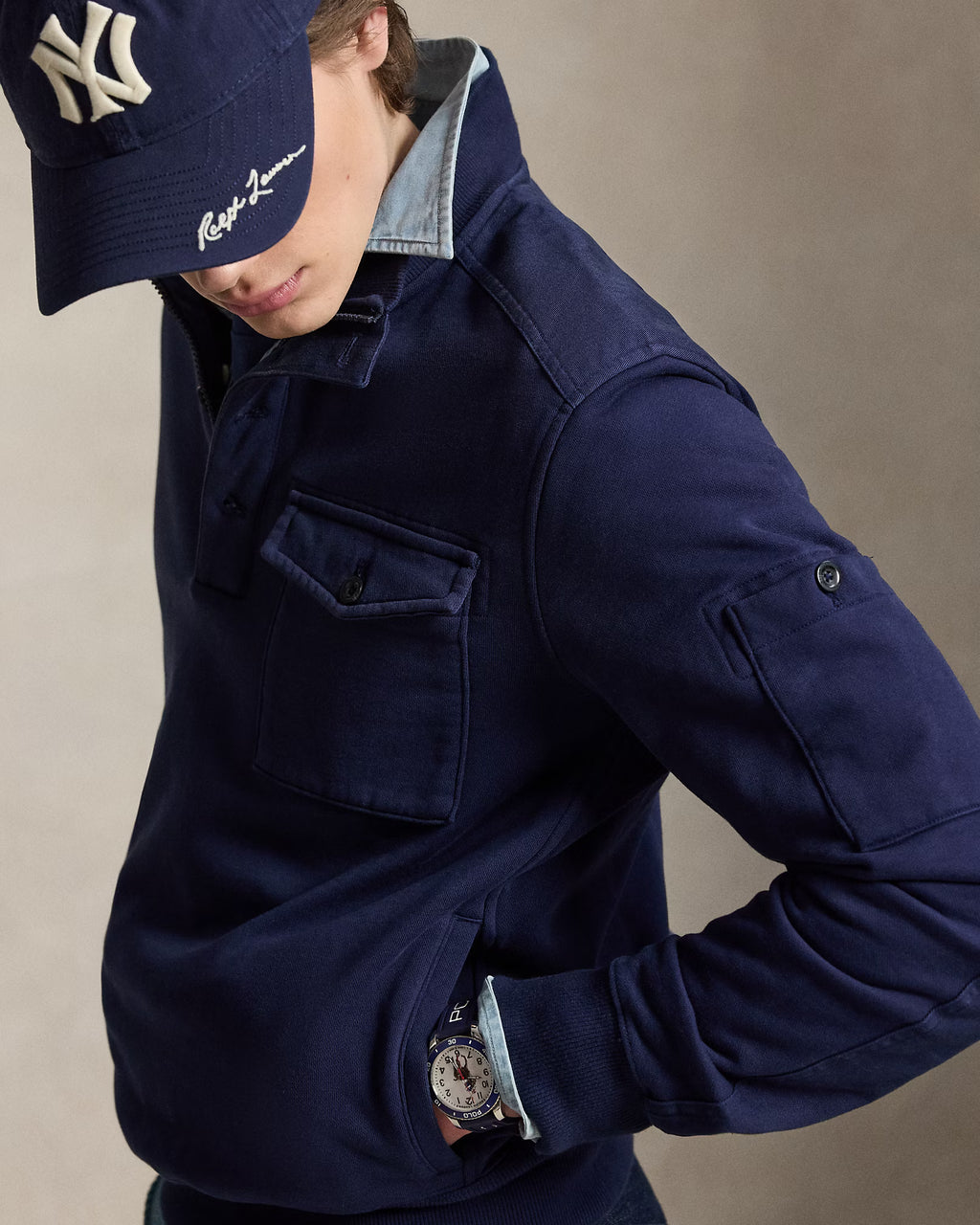 Sweat utilitaire en molleton bouclé