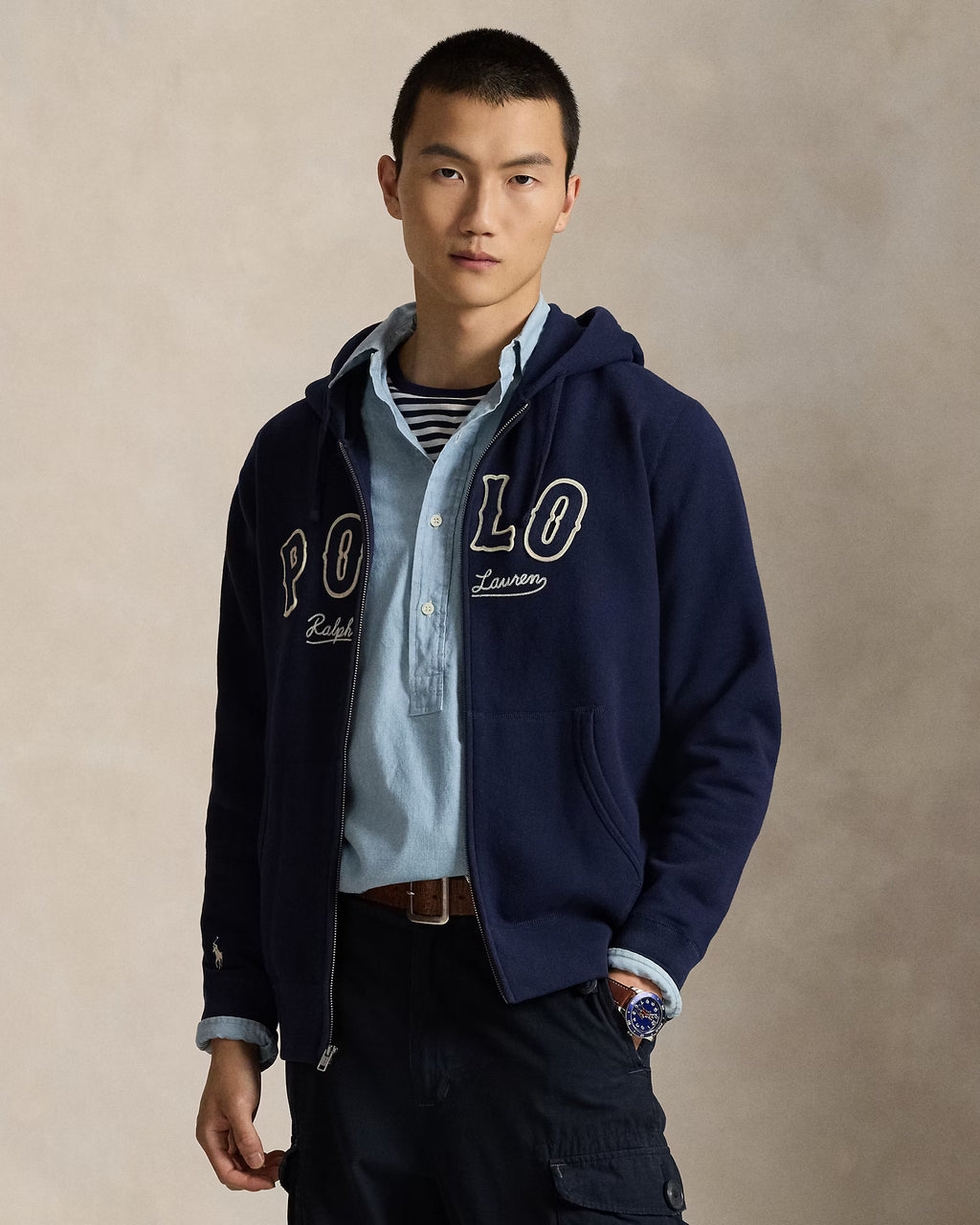 Sweat capuche RL logo western molleton