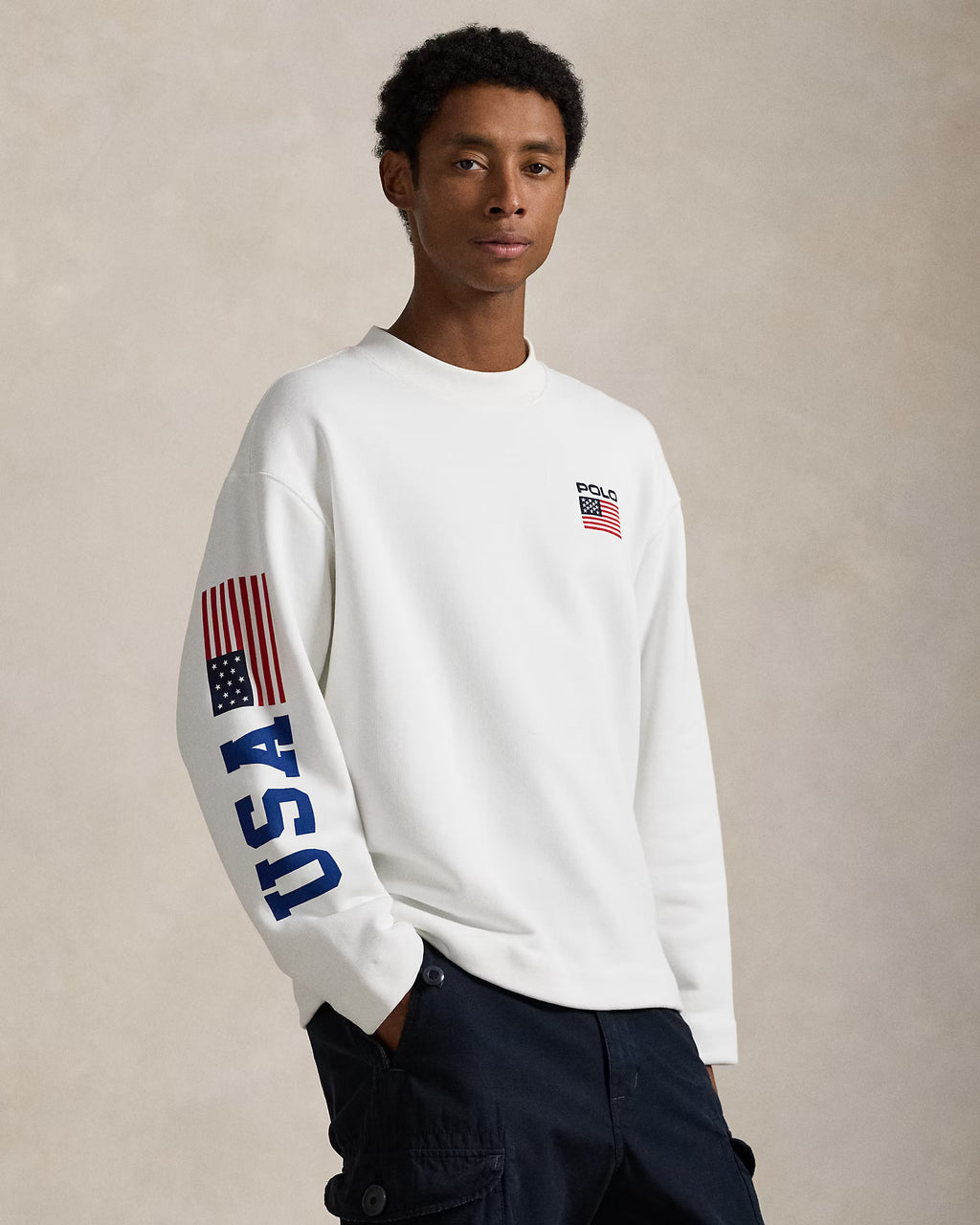 Pull col cheminée à drapeau en molleton