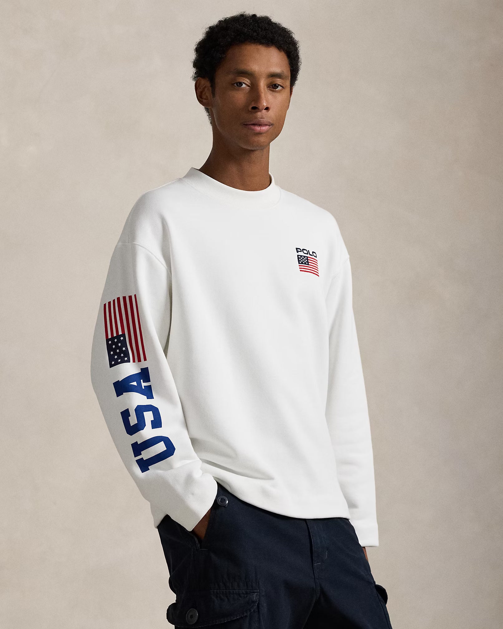 Pull col cheminée à drapeau en molleton