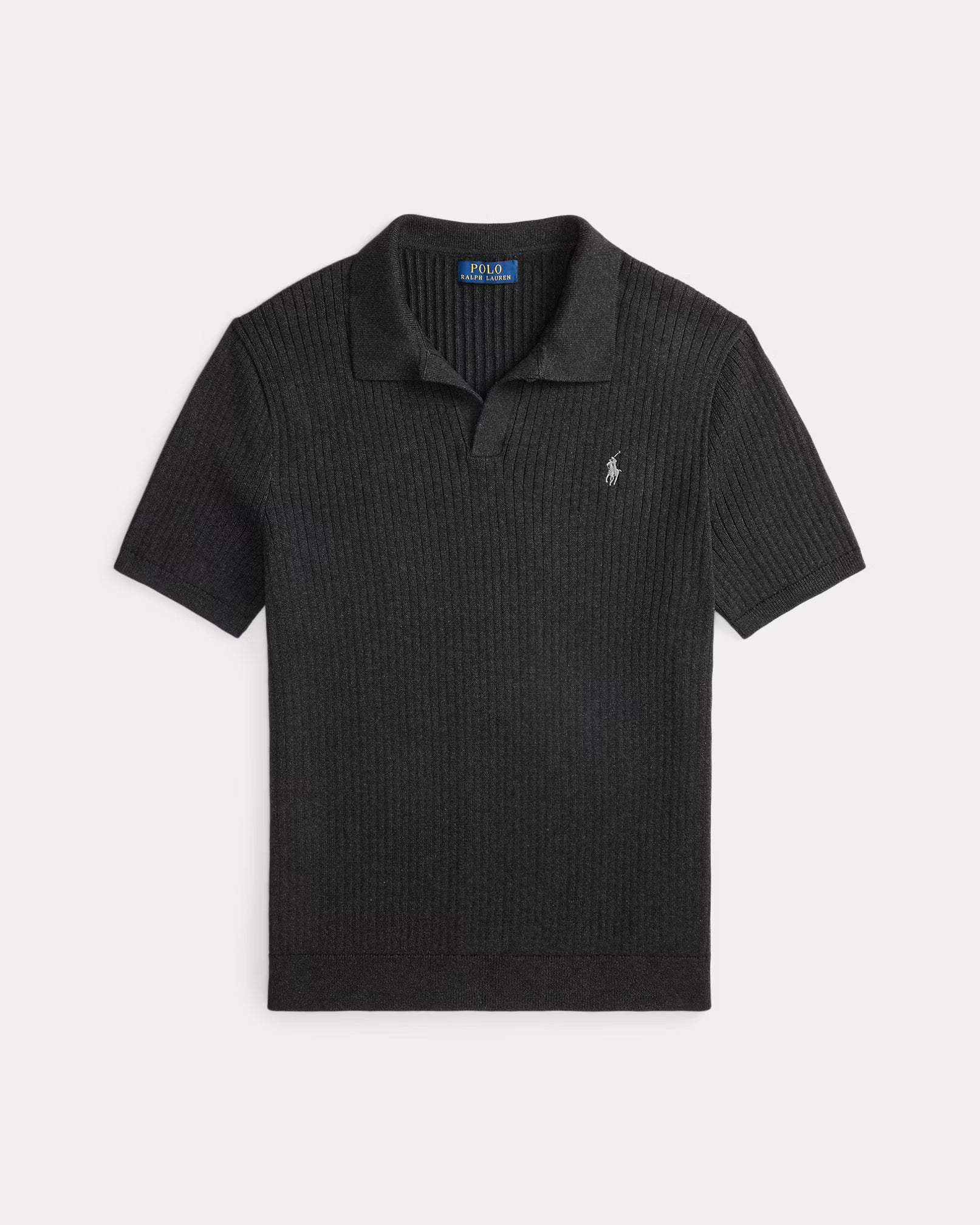 Pull col johnny en tricot côtelé coton