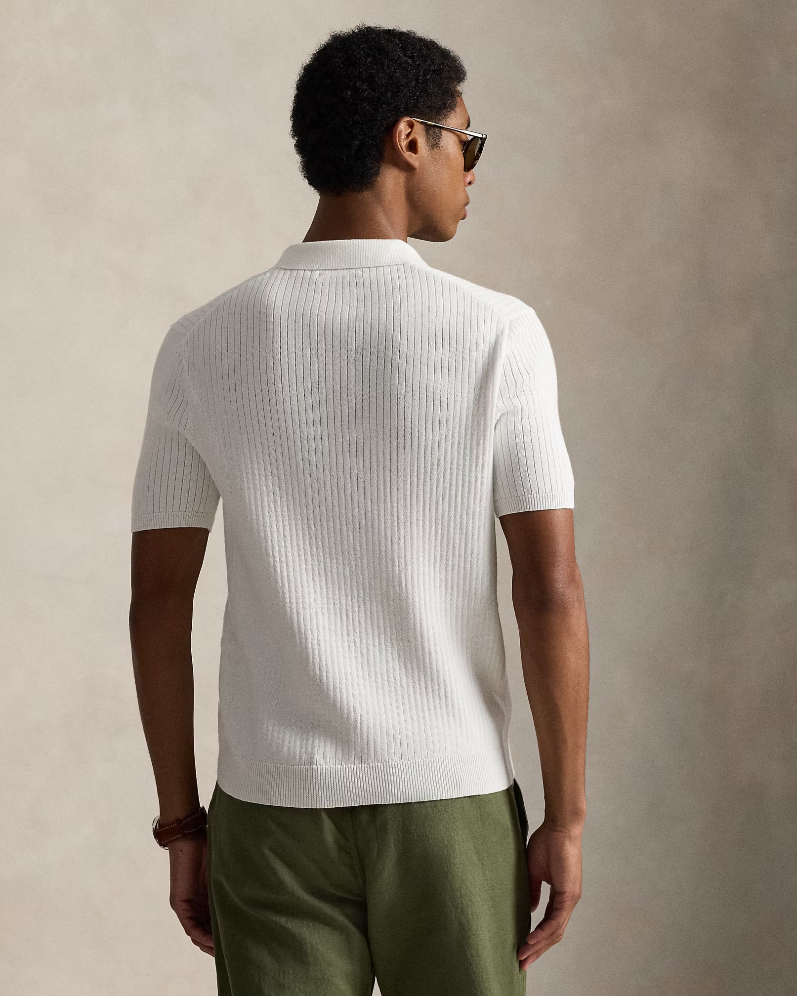 Pull col johnny en tricot côtelé coton