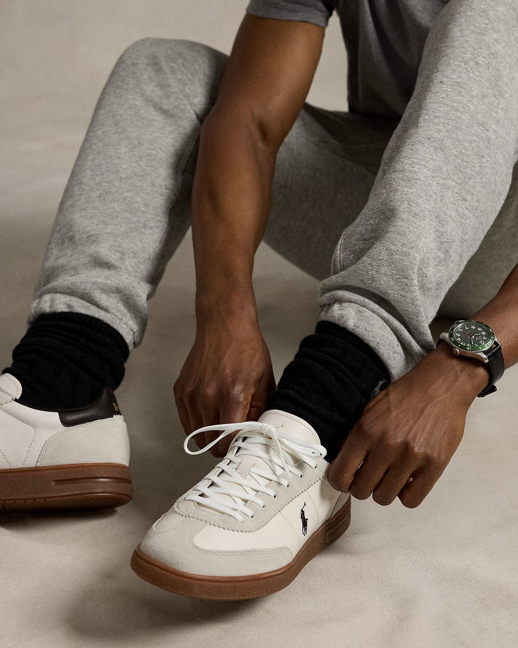 Baskets Bedford en cuir et daim