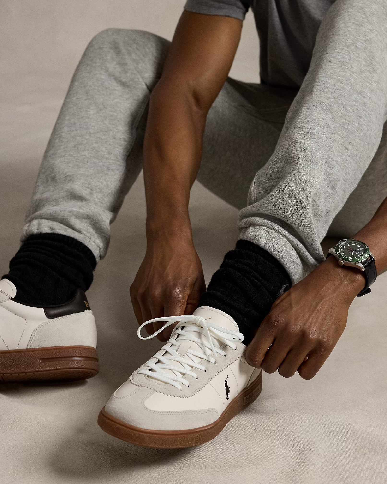 Baskets Bedford en cuir et daim